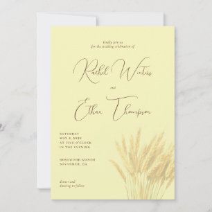 Invitation Illustration Élégante de Blé Crème