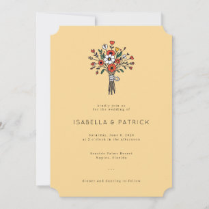 Invitation Illustration élégante de bouquet floral beige