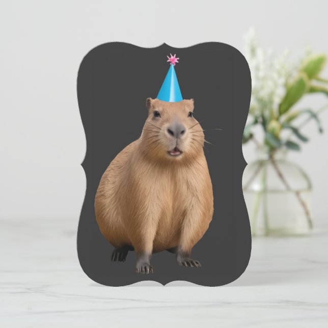 Invitation Illustration esthétique de capybara kawaii mignon (Debout devant)