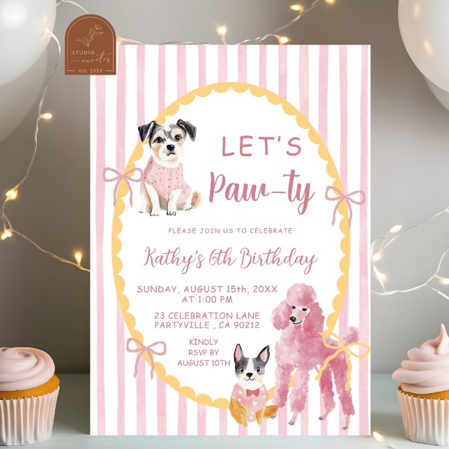 Invitation Illustration fantaisiste Chien Faisons la fête Ann (Créateur téléchargé)