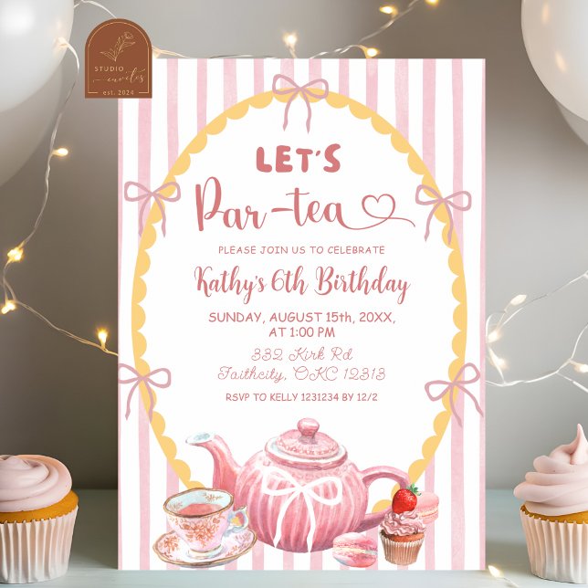 Invitation Illustration fantaisiste rose, Joyeux anniversaire (Créateur téléchargé)