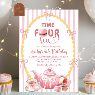 Invitation Illustration Fantaisiste Temps QUATRE 4ème Anniver