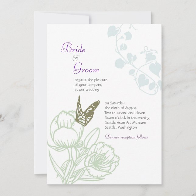 Invitation Illustration Flora & Butterfly Spring Wedding (Devant)