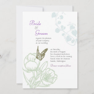 Invitation Illustration Flora & Butterfly Spring Wedding