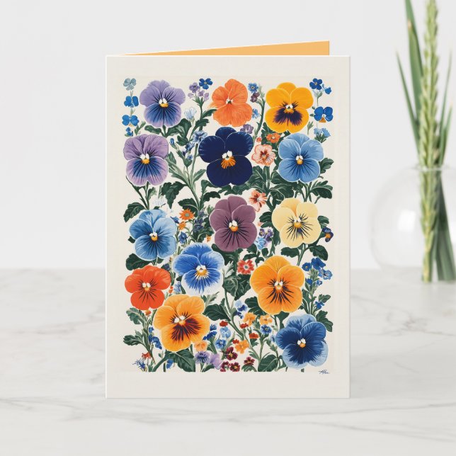 Invitation Illustration florale de Pansy Vibrant (Devant)