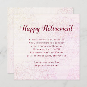 Invitation Illustration florale de sa joyeuse retraite