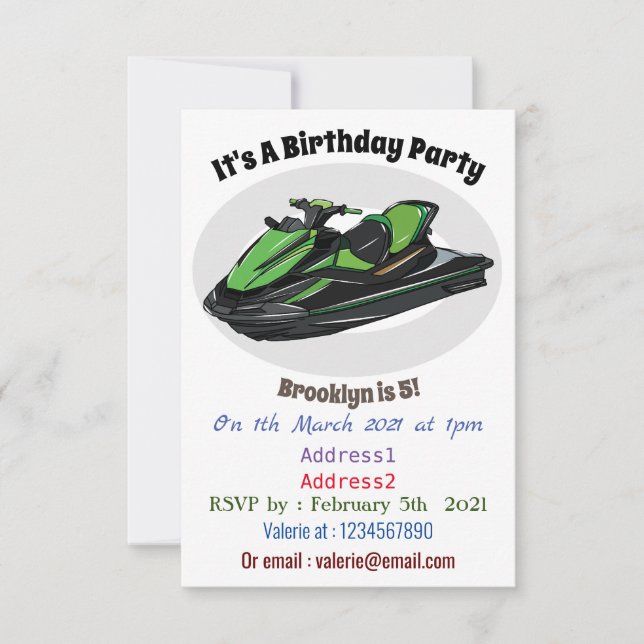 Invitation Illustration Jet ski (Devant)