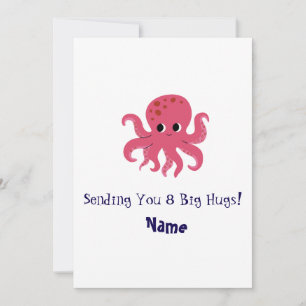 Invitation Illustration Kawaii de Pieuvre Rose Adorable et Mi