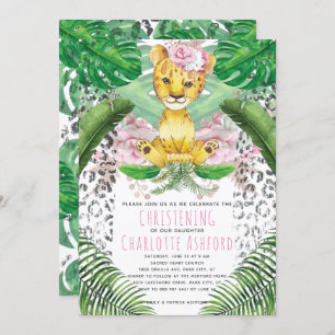 Invitation Illustration Lion Fille Safari Christening