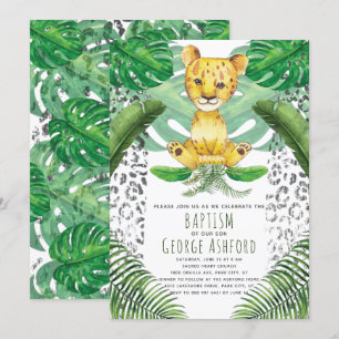 Invitation Illustration Lion Safari Baptême
