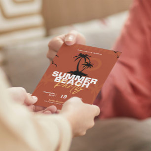 Invitation Illustration orange et noire Summer Beach Party