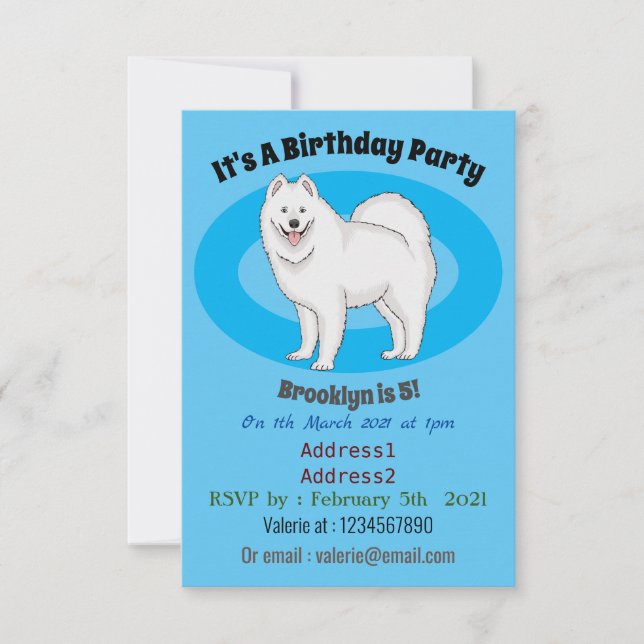 Invitation Illustration Samoyed dog (Devant)