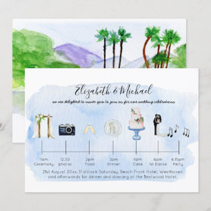 Invitation Illustration Tropical Beach Wedding Icons