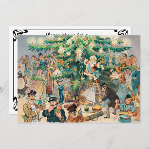 Invitation Illustration vintage Arbre de Noël de Puck, 1902