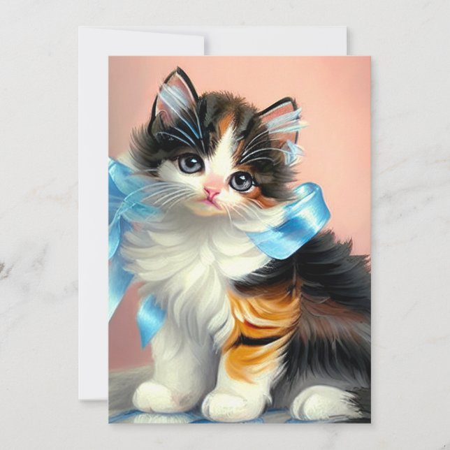 Invitation Illustration vintage Calico Kitten (Devant)