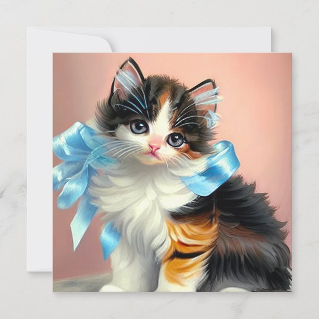 Invitation Illustration vintage Calico Kitten (Devant)