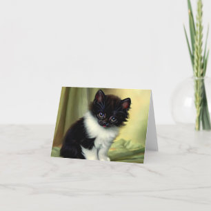 Invitation Illustration vintage de chaton smoking