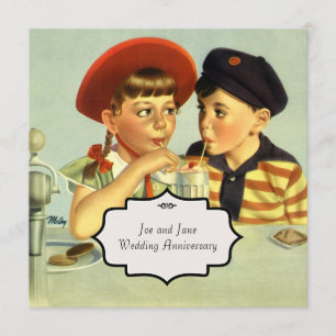 Invitation Illustration vintage de jeunes amoureux