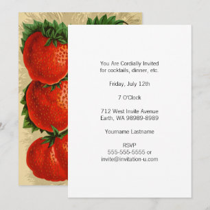 Invitation Illustration Vintage de la fraise de Jessie