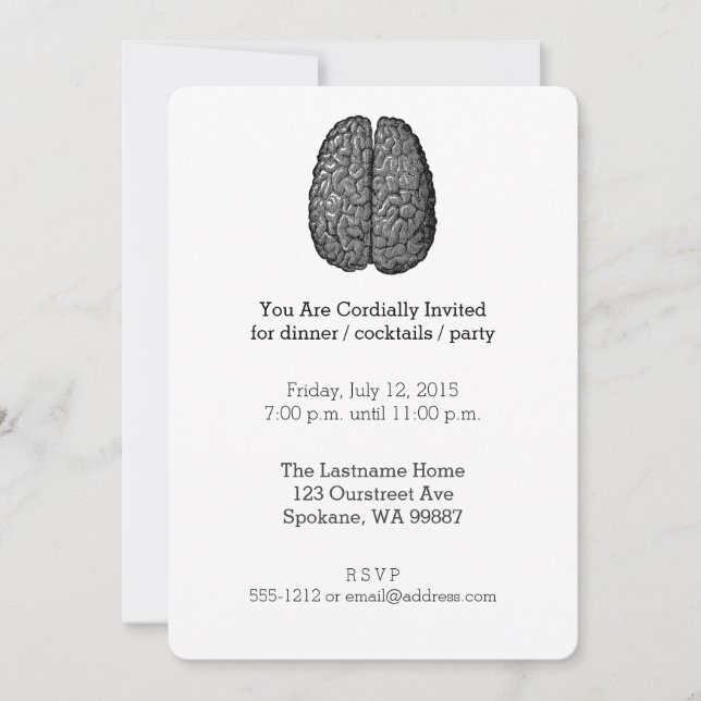 Invitation Illustration Vintage du cerveau humain (Devant)