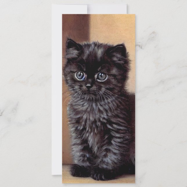 Invitation Illustration vintage Halloween Black Kitten (Devant)