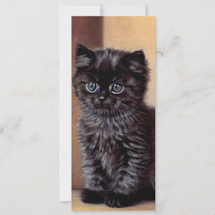 Invitation Illustration vintage Halloween Black Kitten