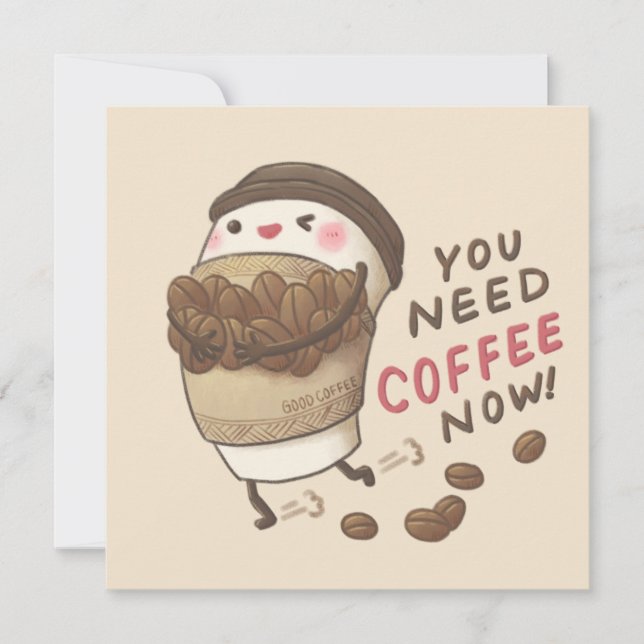 Invitation Illustration Vous avez Besoin de Café Maintenant (Devant)