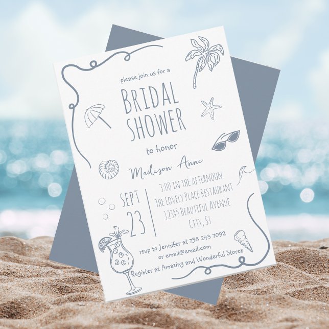 Invitation Illustrations de mariage avec gribouillages de pla (Créateur téléchargé)