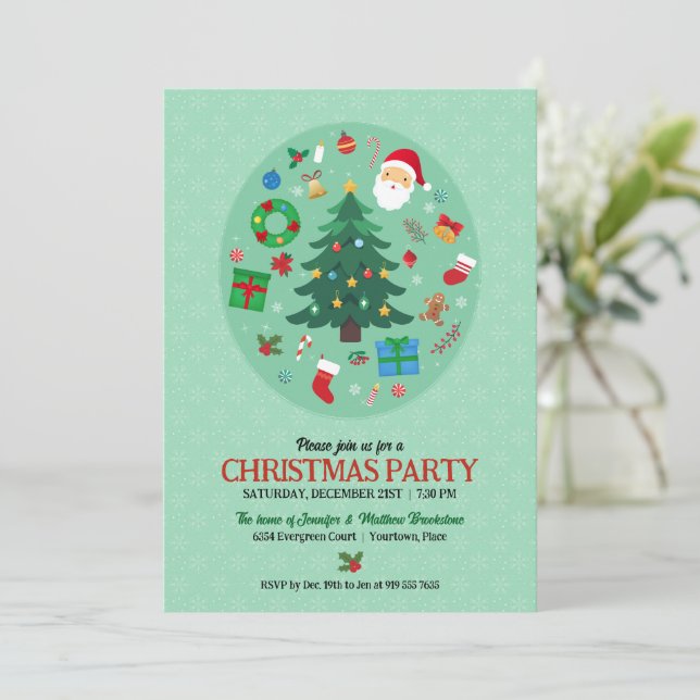 Invitation Illustrations de Noël Fête de fin d'année (Debout devant)