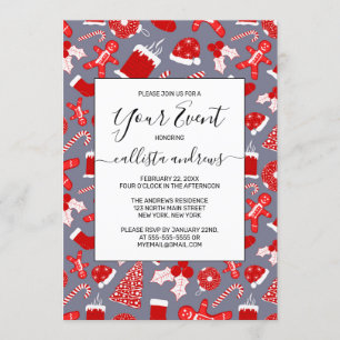 Invitation Illustrations de Noël Mignonnes et Festives Motif 