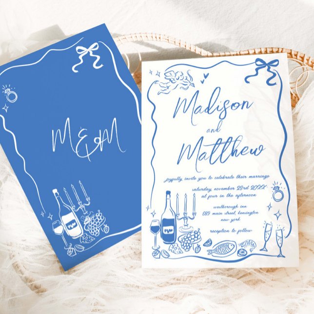 Invitation Illustrations dessinées à la main Mariage Doodles  (Créateur téléchargé)