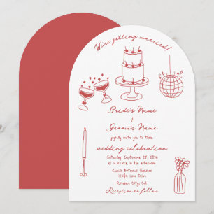 Invitation Illustrations faites à la main Doodles Maroon Mari