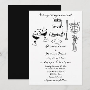Invitation Illustrations noires dessinées à la main Doodles M