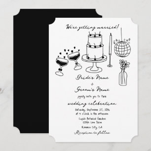 Invitation Illustrations noires dessinées à la main Doodles M