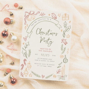 Invitation Illustrations Rétro Fantaisistes Fête de Noël