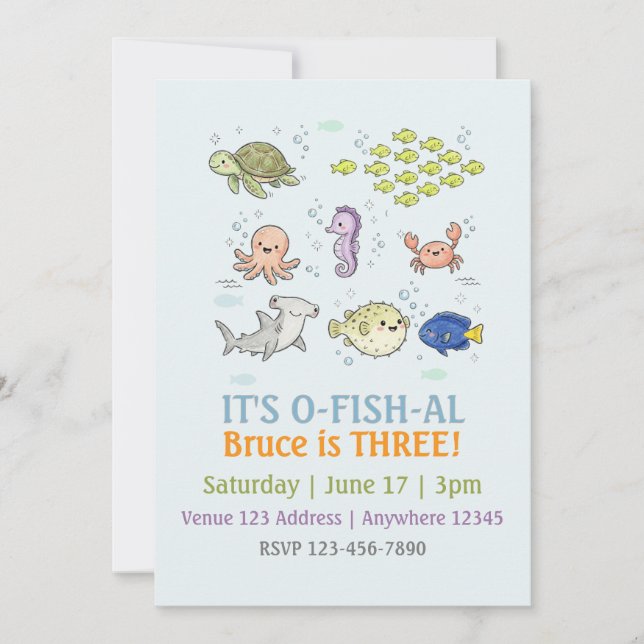Invitation Illustré Anniversaire Enfant O-POISSON-AL (Devant)