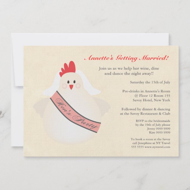 Invitation illustré de la fête de Hen (Devant)