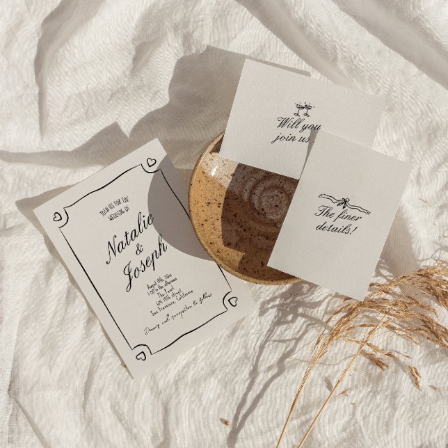 Invitation Illustré main dessiné Whimsical Mariage mignon (Créateur téléchargé)