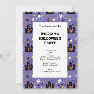 Invitation Illustré Motif d'Halloween avec violet