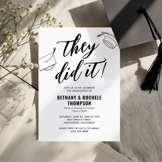 Invitation Ils l'ont fait Fête de remise de diplôme conjointe (Créateur téléchargé)