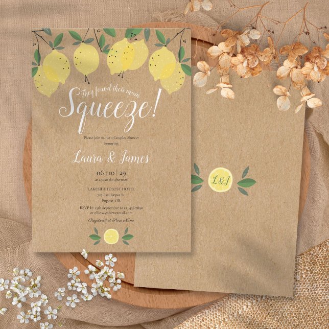 Invitation Ils Ont Trouvé Leur Principal Couple De Citron Squ (They Found Their Main Squeeze Lemon Couples Shower Invitation)