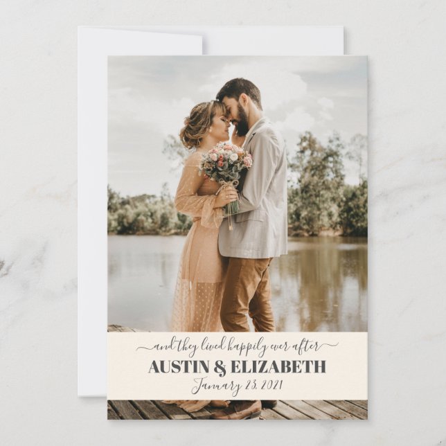 Invitation Ils vécurent heureux à jamais après le mariage mer (Devant)