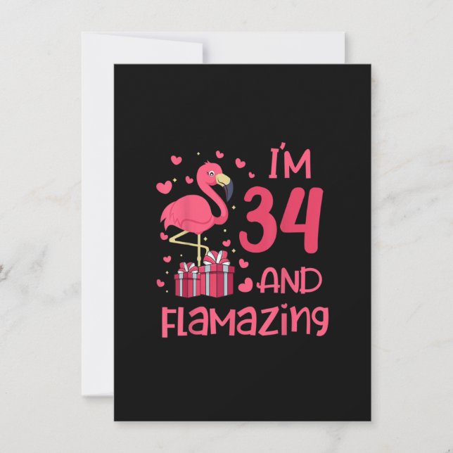 Invitation I'm 34 And Flamazing - Extraordinaire 34th Birthda (Devant)