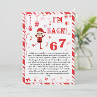 Invitation I'm back Elves Letter - Elf Welcome letter card