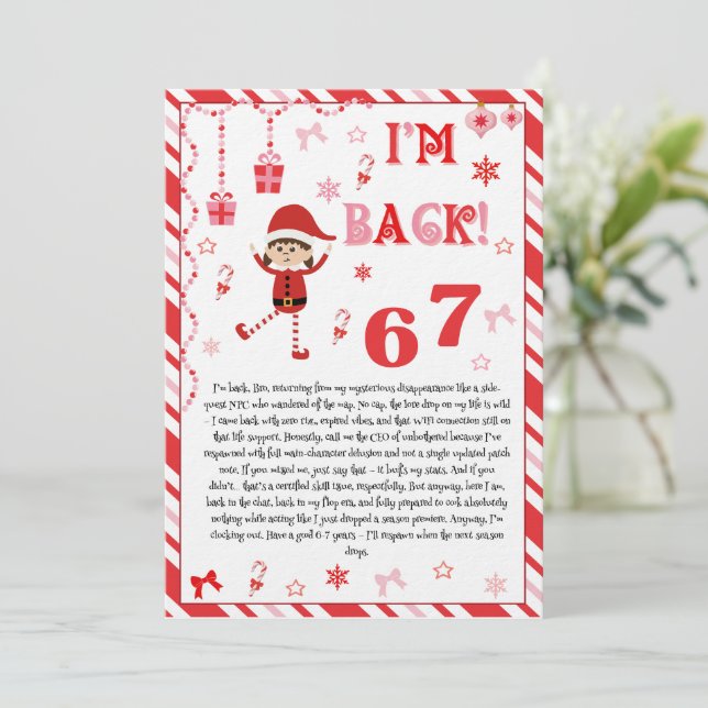 Invitation I'm back Elves Letter - Elf Welcome letter card (Debout devant)