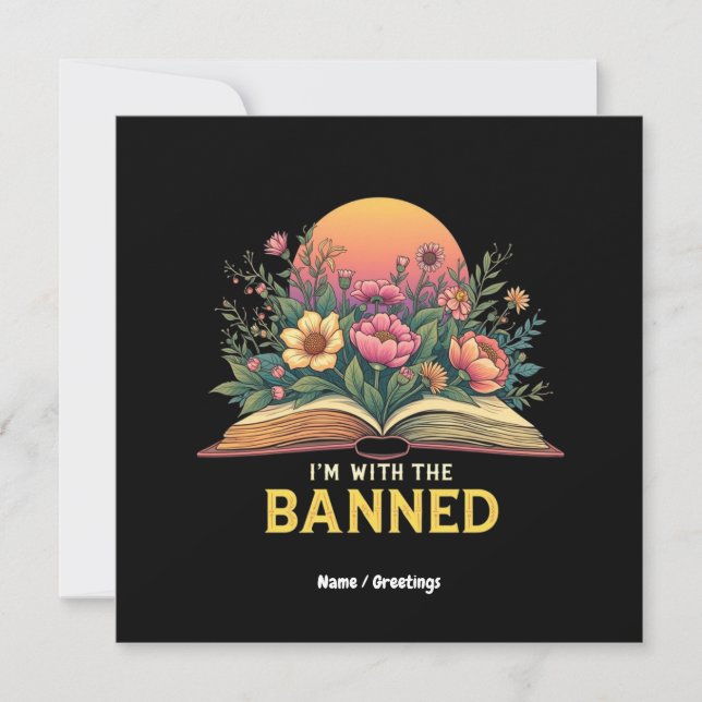 Invitation I'm With The Banned Bookworm Funny Book Lover Cade (Devant)