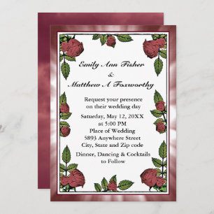 Invitation Image de cadre Red Roses avec Mariage Cloud Rouge 