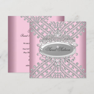 Invitation Image de diamants roses pour 16 ans Sweet Sixteen