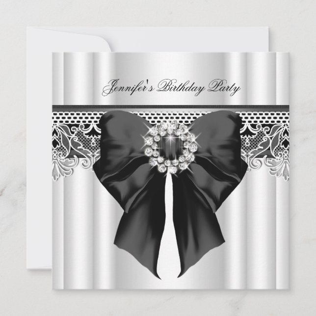 Invitation Image de fête d'anniversaire en dentelle de diaman (Devant)