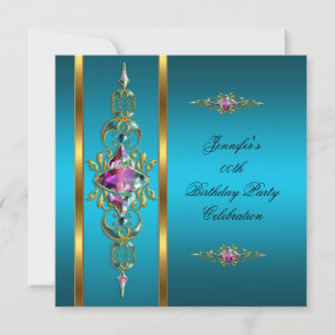 Invitation Image de fête d'anniversaire or teal lilas rose